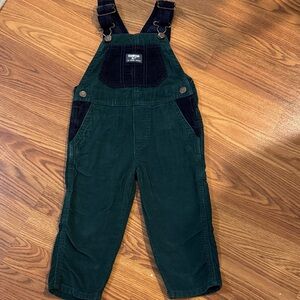 OshKosh B'gosh Green and Navy Corduroy Overalls, size 2T